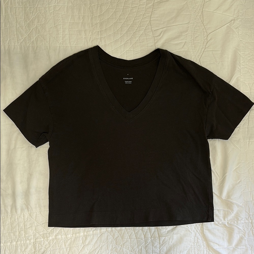 Everlane Black V-Neck Boxy Crop